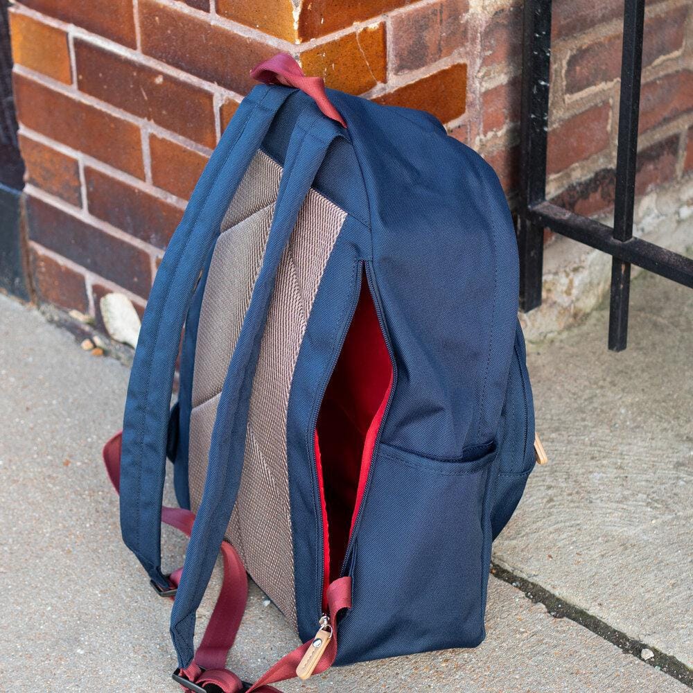 Maru Backpack by Harvest Label. Rear entry pocket view.