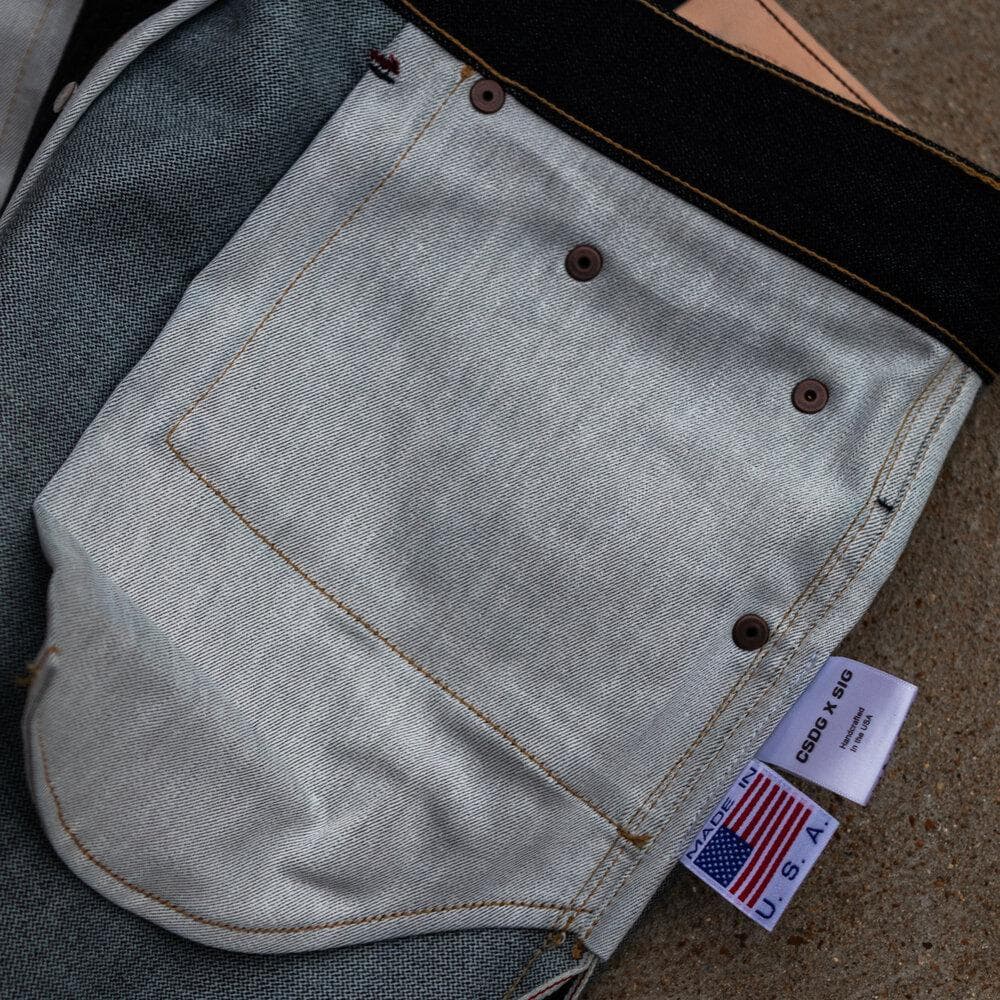 Cobra Broken Twill Selvedge Slim Straight by Crimson Serpents Denim Goods. Pocket bag view.