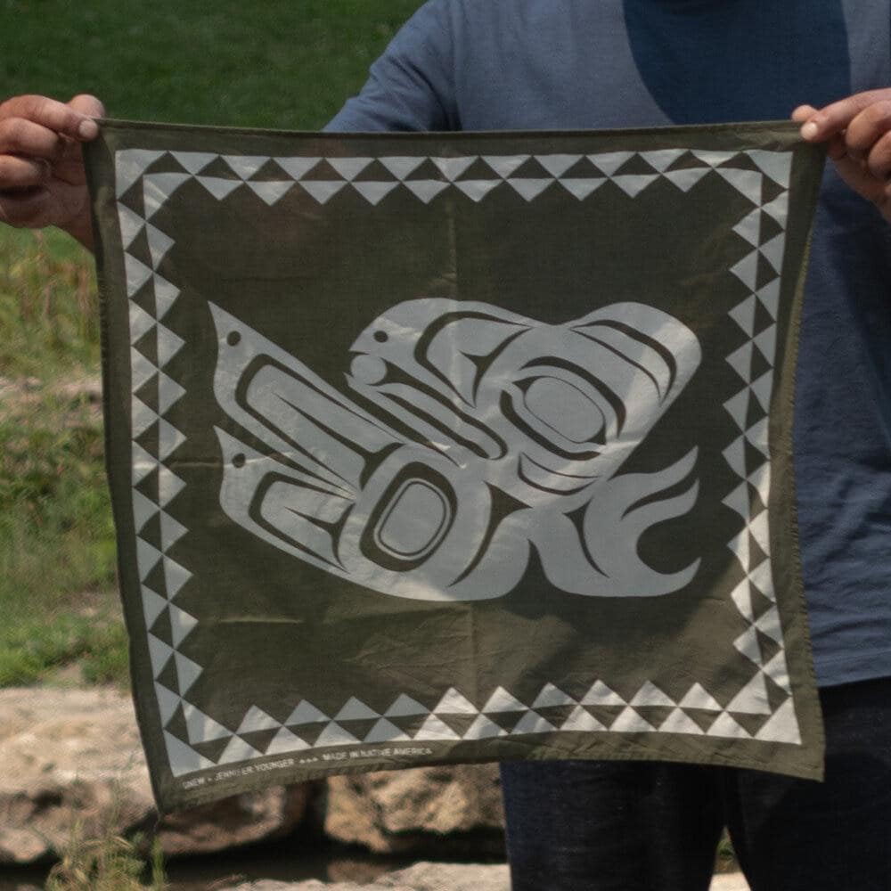 Raven Bandana by Ginew. In Moss Green/White.