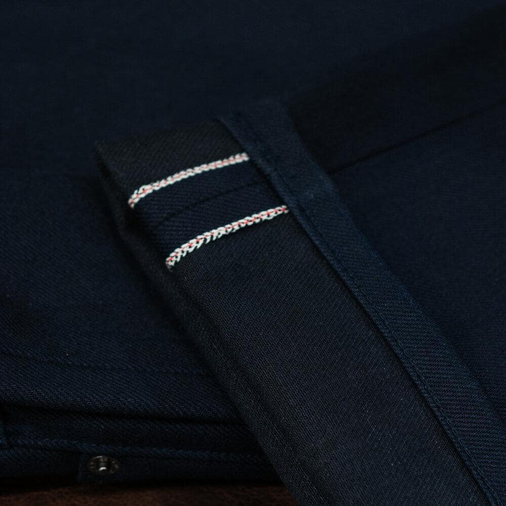 Adder Indigo Black Selvedge by Crimson Serpents Denim Goods. Selvedge ID view.