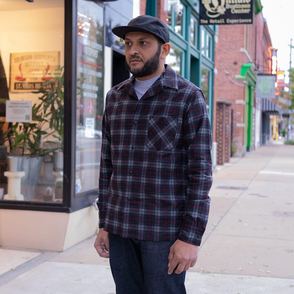 Dark Tartan Flannel Shirt by Upstate Stock. Worn view #4.