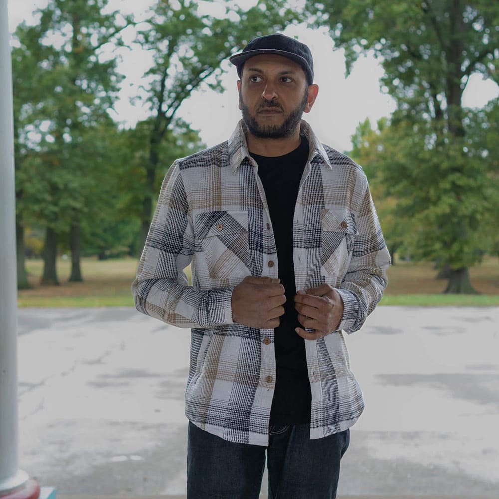 Stonebridge Shirt Jacket by Vustra. Worn open view #2.