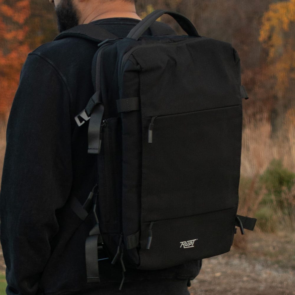 Skowell 18L Backpack by Rupt. Worn left view.