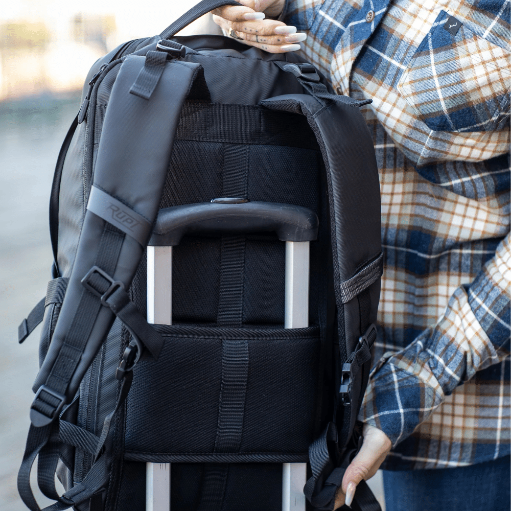 Rivin 18L Backpack by Rupt. Luggage pass-through view.
